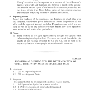 Provisional Method For Tile Determination Of Total Free Fatty Acids In Sulphated Oils