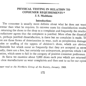 Physical Testing In Relation To Consumer Requirements