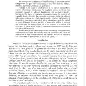 The Reaction Of A Selection Of Vegetable Tanning Extracts With Chromium Tanned Collagen
