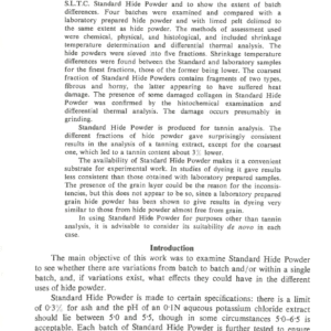An Examination Of Hide Powders And Their Suitability For Use, Particularly In Tannin Analysis And The Thermodynamic Study Of Dyeing