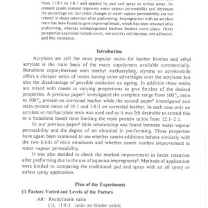 The Influence Of The Resin/Casein Ratio On Finish Performance