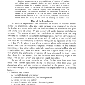 The Coefficients Of Friction Of Leathers II. Sliding On Other Materials