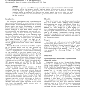 Spectrophotometric Analysis of Anionic Leather Dyes As Ion-Pairs