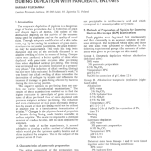 Studies on Enzymatic Unhairing: Part I. The Influence of Pigskin Alkalisation on Destruction of Skin Grain During Depilation with Pancreatic Enzymes