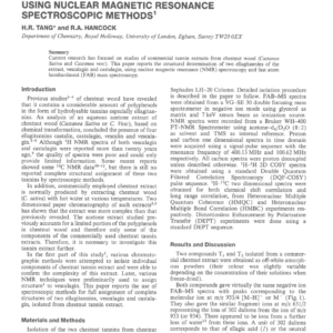 Studies of Vegetable Tannins. Complete Structural Determination of Two Chestnut Tannins - Vescalagin and Castalagin Using Nuclear Magnetic Resonance Spectroscopic Methods