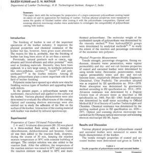 Studies on the Effect of Polyurethane Finishing on the Physico-Mechanical Properties of Leather