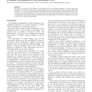 Study of the Dissipation of the Electrostatic Charge of Leather