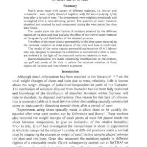 Sweat Retention and Distribution in Men's Shoes and Hose