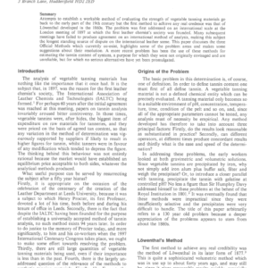Tanning Analysis - A 130 Year Old Problem