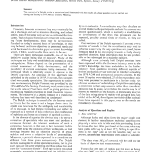 Technological Forecasting - The Delphi Technique