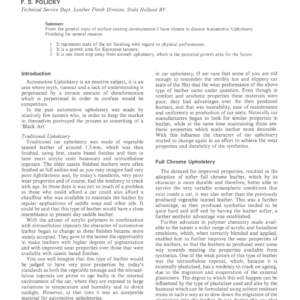 The Challenge of European Upholstery Finishes