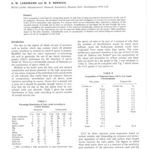 The Detection of Sperm Oil in Leather and Oil Mixtures