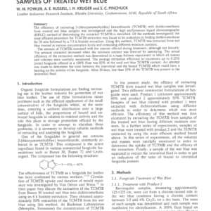 The Extraction and High Performance Liquid Chromatography (HPLC) Determination of TCMTB Samples of Treated Wet Glue