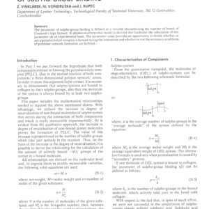 The Heterogeneous Interaction Between Sulpho-Syntans and Collagen. Part II: The Parameter of Sulpho-Group Binding
