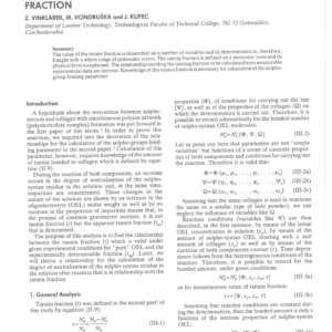 The Heterogeneous Interaction Between Sulpho-Syntans and Collagen, Part III: The Tannin Fraction