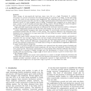 The Influence of Compensatory Growth on Certain Hide and Leather Characteristics. Part II. Hide and Leather Yield and Leather Physical Characteristics