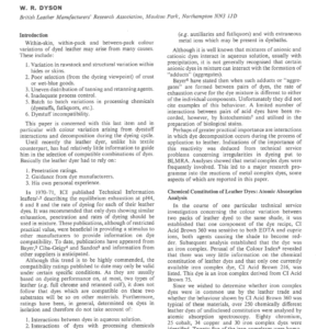 The Influence of Metal Complex Dye Stability and Dye Interaction in Aqueous Solution on Within-Skin, Within-Pack and Pack to Pack Colour Variation