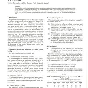 The Lasting Behaviour of Shoe Upper Leather