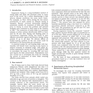 The Recycling of Silicofluoride and Boric Acid Liquors for Hide Preservation