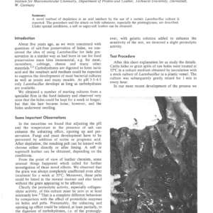 The Utilisation of a Lactobacillus Culture in the Beamhouse