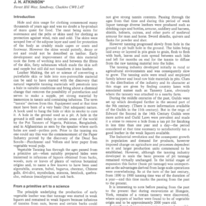 Vegetable Tannage - Past, Present and Future