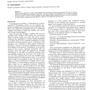 Water Sorption Capacity of Tanned Collagen Fibres