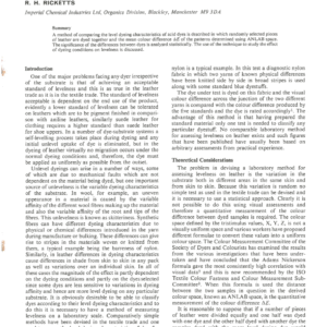 A Novel Approach to the Assessment of the Level Dyeing Characteristics of Acid Dyes