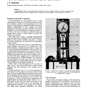 A Simple Apparatus for Measuring the Tensile and Tear Strength Properties of Leathers