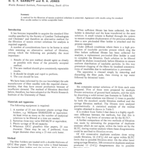 A Syringe Filtration Method for Tannin Analysis Using Glass Fibre Filter Pads