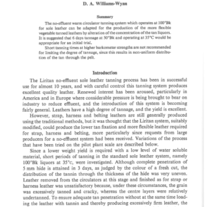 Adaptation of the Liritan No-Effluent Sole Leather Tanning Process to the Production of Strap, Harness and Belting Leather