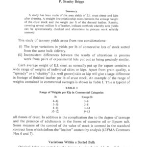 Area Weight Yields in Dressing E.I. Crust Stock