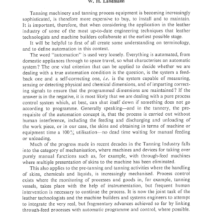 Automation in the Tannery