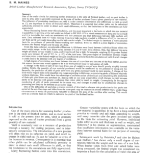 Criteria for the Estimation of Yield of Leather from Cattle Hides