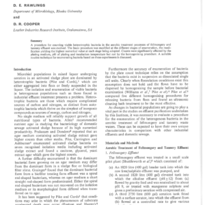 Enumeration of Bacterial Populations in Fellmongery and Tannery Effluent
