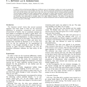 Locational Differences in the Physical Properties of Sole Leather