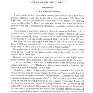 Northern Group Symposium December 1971 "On Being the Right Size"