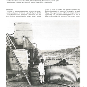 Pilot Plant Aeration of Tannery Beamhouse Liquors