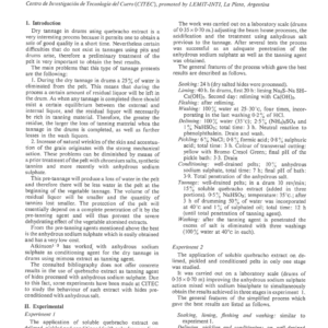 Rapid Sole Leather Tannage Using Quebracho Extract