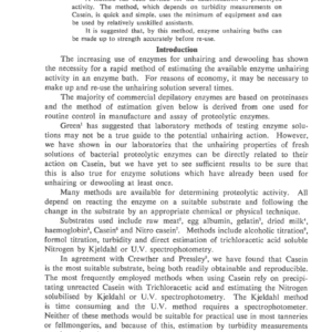 A Simple Turbidometric Method Of Estimating Proteolytic Activity In Unhairing Solutions
