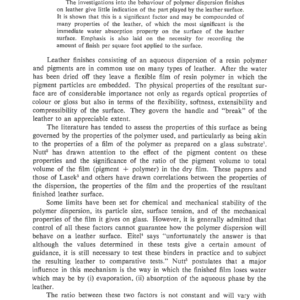 Effect Of Variations Of The Leather Surface On Polymer Dispersion Finishes