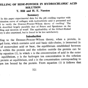 The Swelling of Hide-Powder in Hydrochloric Acid