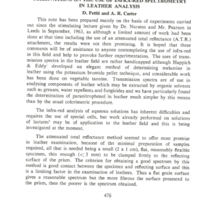 Observations On The Use Of Infra-Red Spectrometry In Leather Analysis