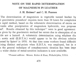 Note On The Rapid Determination Of Magnesium In Leather