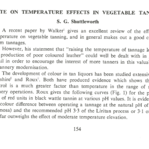 Note On Temperature Effects In Vegetable Tanning