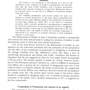 Action Of Perspiration On Leather Part III: A Laboratory Test For The Assessment Of The Relative Stability Of Leathers To Perspiration