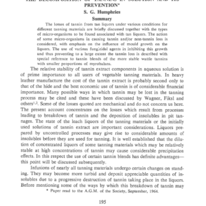 The Decomposition Of Tannins In Solution And Its Prevention