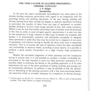 The Time Factor In Leather Processing: Chrome Tannage