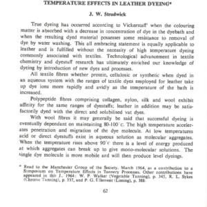 Temperature Effects In Leather Dyeing