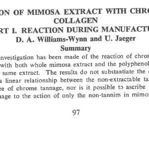 The Reaction Of Mimosa Extract With Chrome Tanned Collagen Part I. Reaction During Manufacture