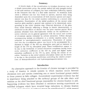 The Kinetics Of Chrome Tannage Part I.—Solvent Extraction, Electrophoretic and Spectrophotometric Studies of the Co-ordination of Acetate Ions to Trivalent Chromium Ions
